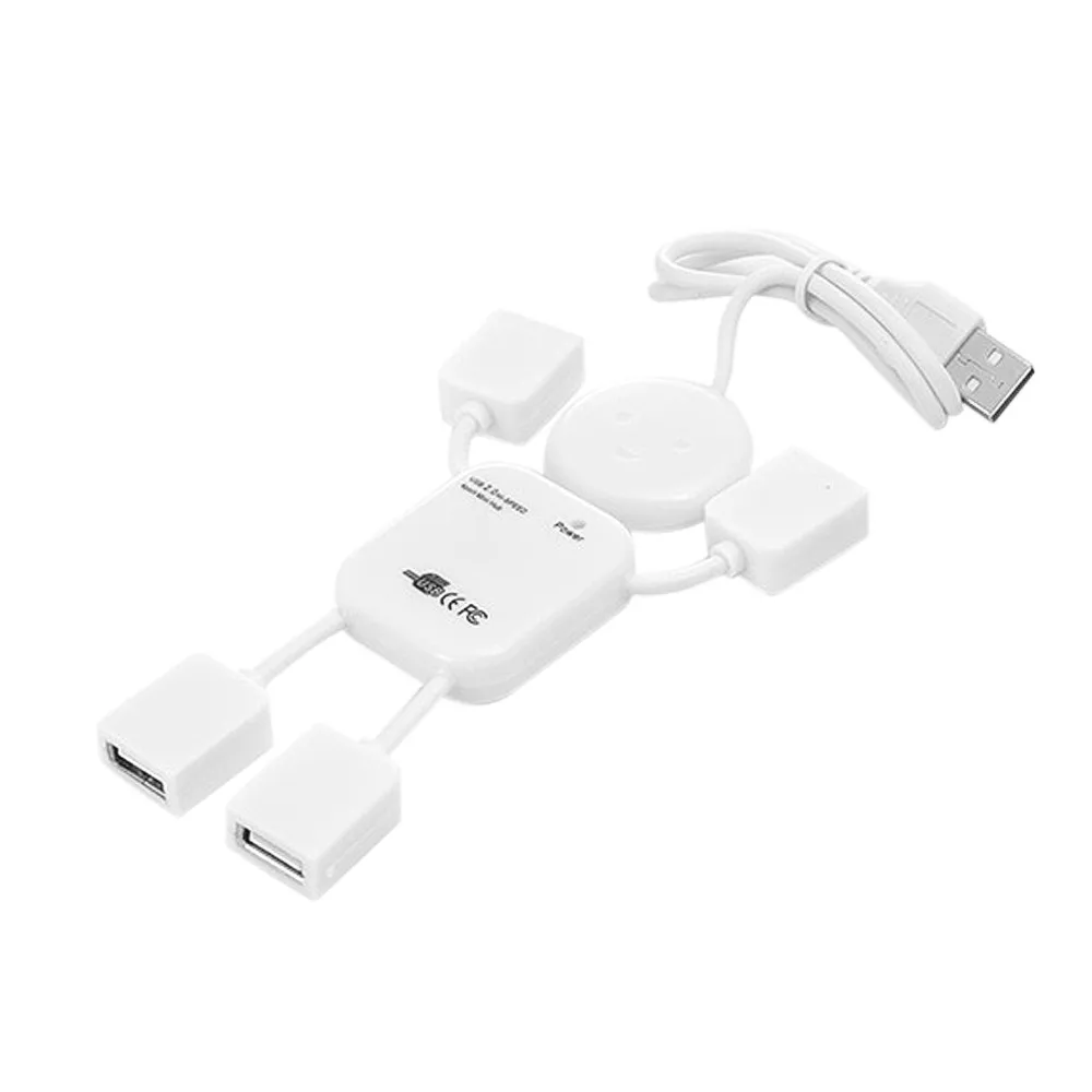 Белый CARPRIE 4 Порты и разъёмы концентратор с высоким уровнем Скорость USB 2,0 гуманоид сплиттера для портативных ПК 6J12 Прямая - Цвет: Белый