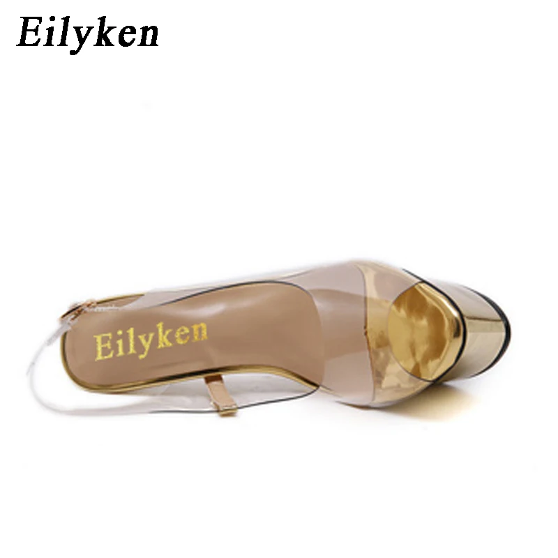Eilyken/Новинка 2020 года летние пикантные золотистые женские босоножки из пвх туфли