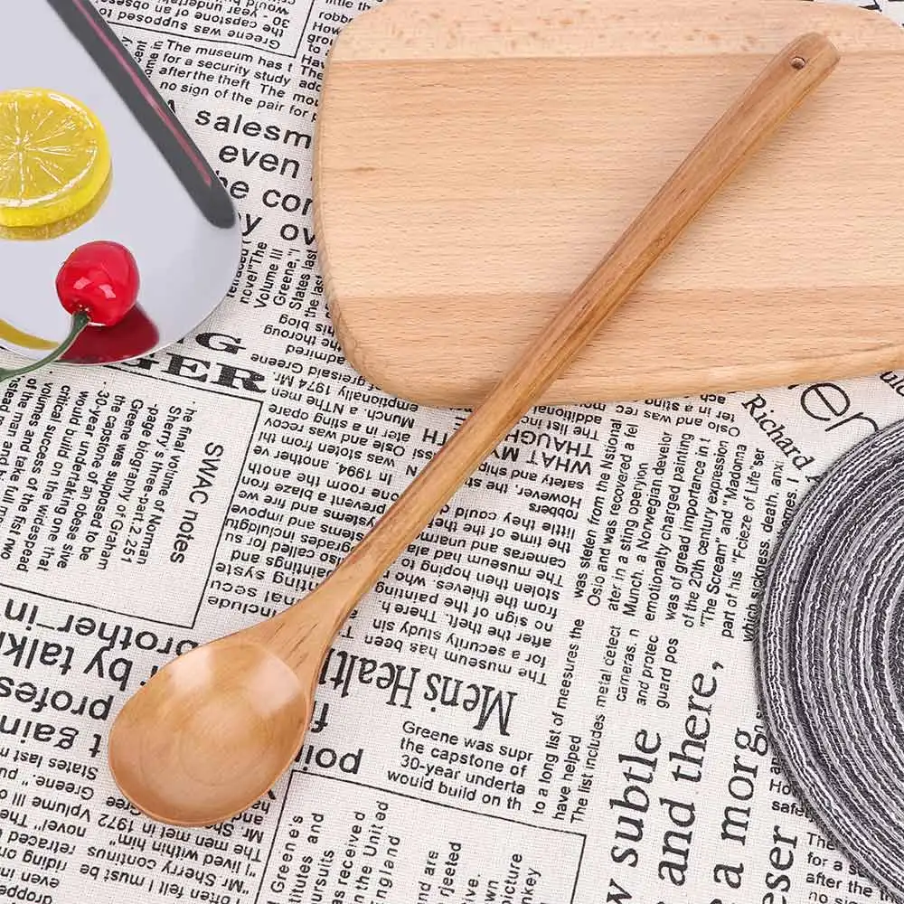 

Wooden Spoons Large Long Handled Spoon Kids Spoon Wood Rice Soup Dessert Spoon Coffee Tea Mixing Tableware