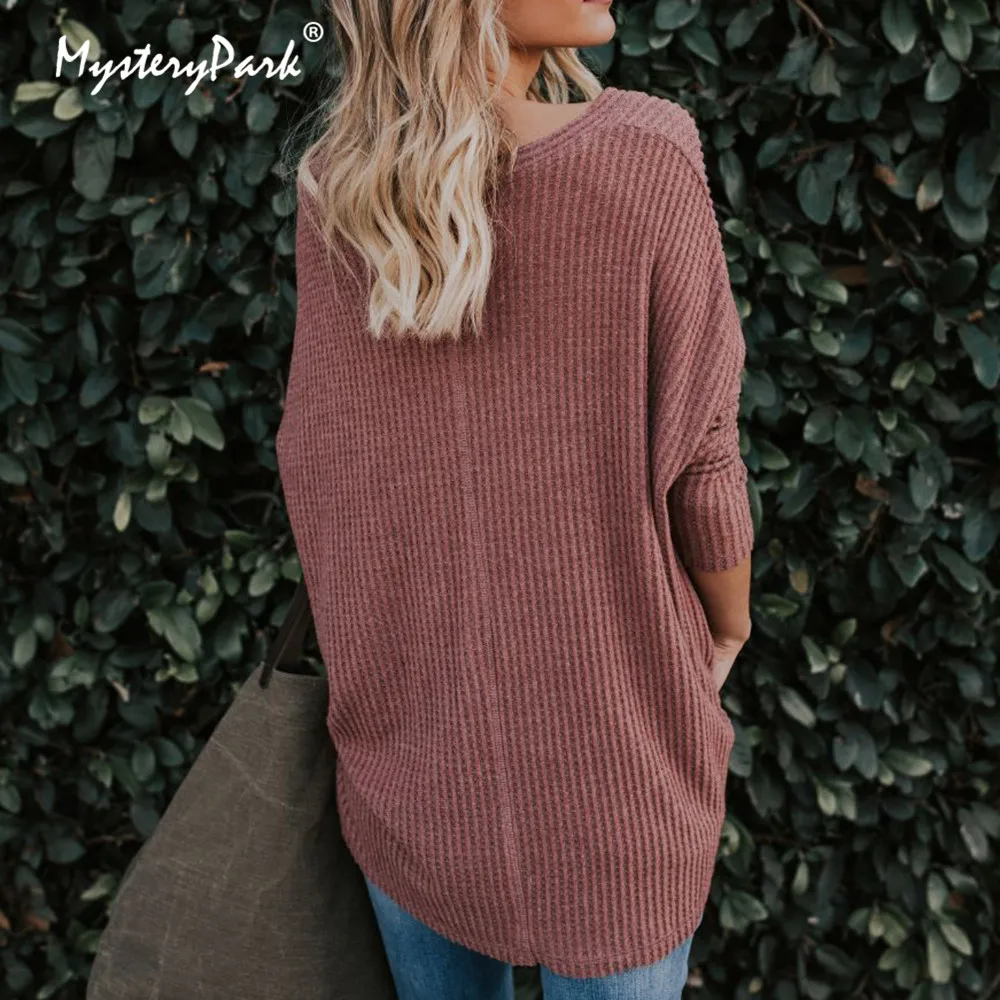 MysteryPark Women Casual Long Sleeve V Neck Thin T Shirt Top Spring New Open Stitch Cardigan Ladies Femme Outwear Button T-shirt | Женская