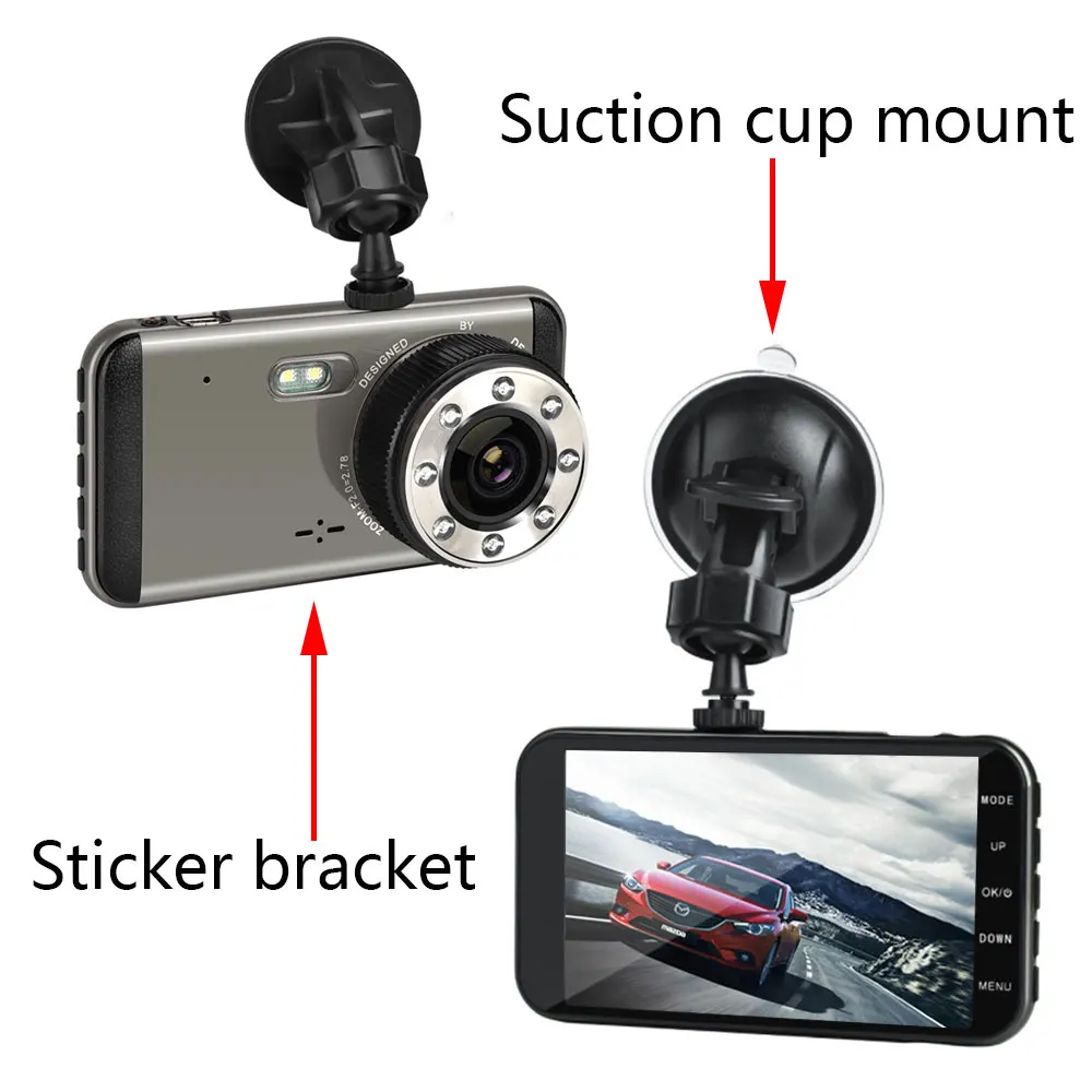 Podofo 4 ''Dashcam двойной объектив Автомобильный видеорегистратор Камера FHD 1080P ips экран ночного видения видео dvr рекордер видеокамера с камерой заднего вида