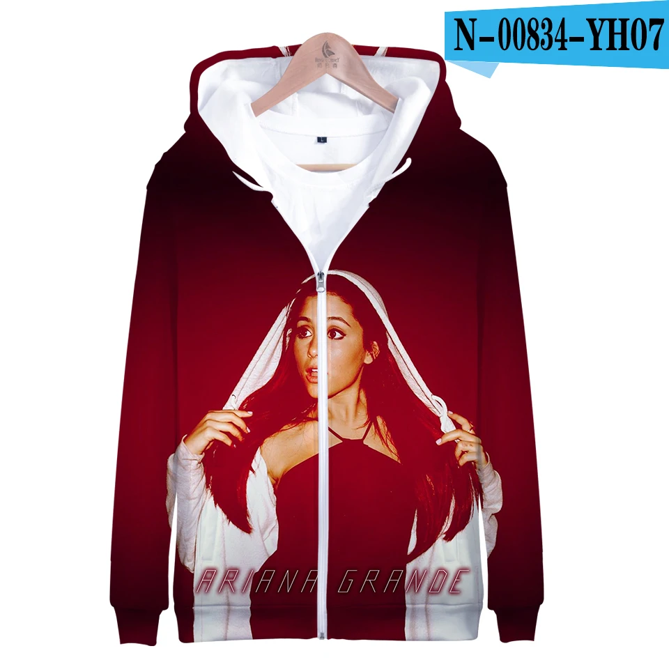 Ariana Grande 3D толстовка на молнии повседневные толстовки Новая мода крутая Highstreet осенне-зимняя одежда толстовка - Цвет: Небесно-голубой