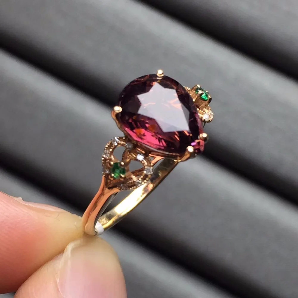Ювелирные изделия anillos oro Настоящее 18 к розовое золото AU750 100% натуральный красный