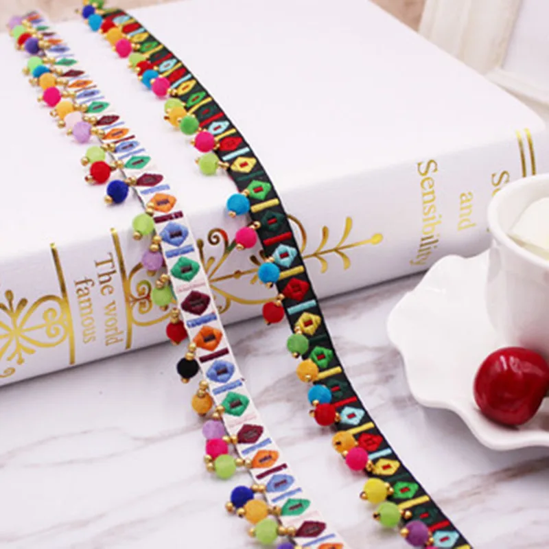 Богемная Этническая кружевная лента с вышивкой ширина 2 см цветные круглые