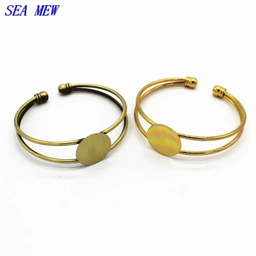 SEA MEW, 5 шт., 18 мм, Круглый, плоская основа, браслет на запястье, установка, медный браслет, ободок, установка, женский браслет для изготовления ювелирных изделий