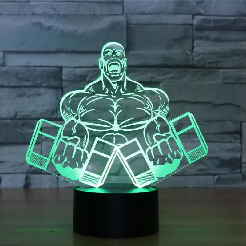 Новинка гантели Фитнес 3d лампа Led Touch семь цветов дистанционное управление светодиодный ночник акриловое видение 3d светильники