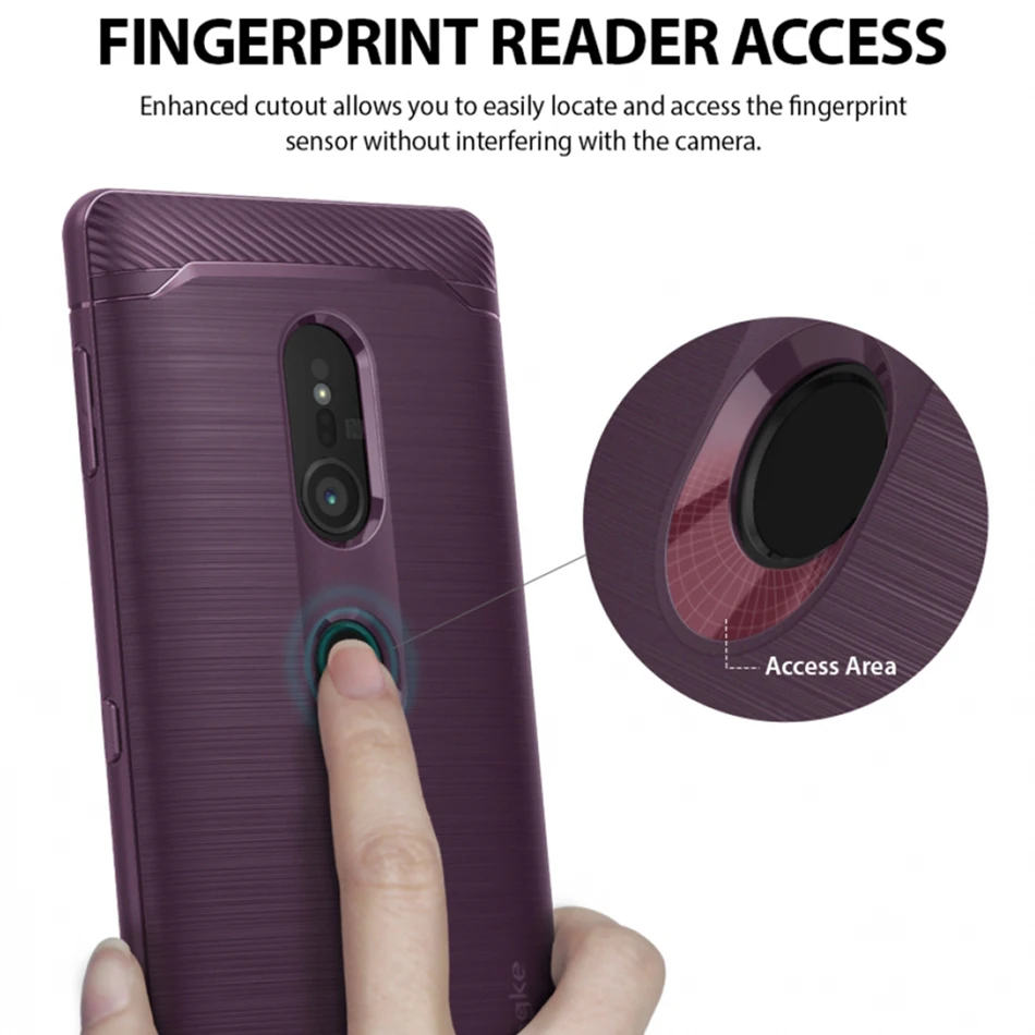 Original Ringke Onyx Flexible Sleek TPU Brushed Steel Finish Shock Absorption Case for Sony Xperia XZ2/2 Compact |