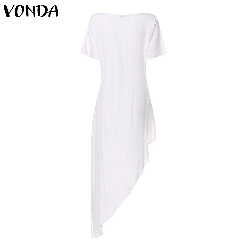 Винтажное платье женское VONDA женское сексуальное раздельное платье макси Vestido Женская Туника халат Femme Vestidos плюс размер пляжный Сарафан