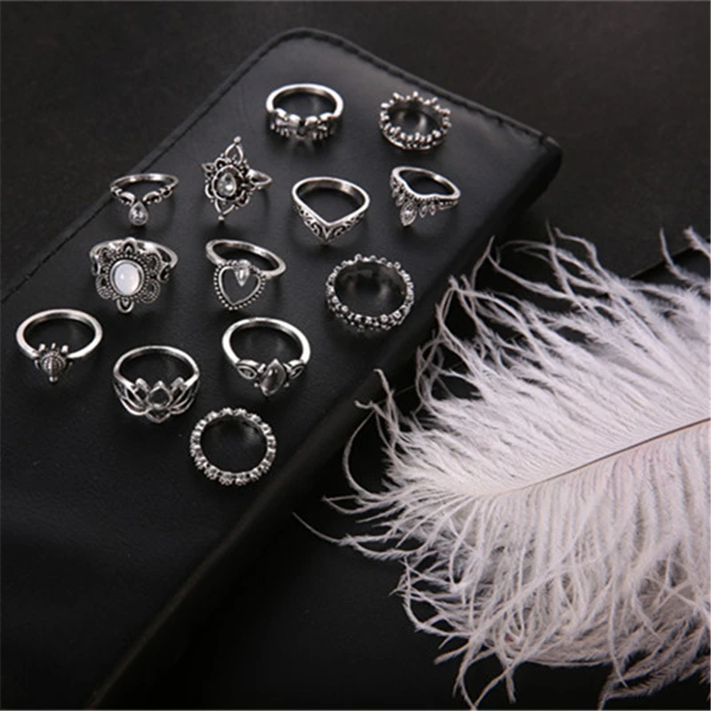 Модный винтажный набор колец в богемном стиле для женщин Ретро Шарм изысканный