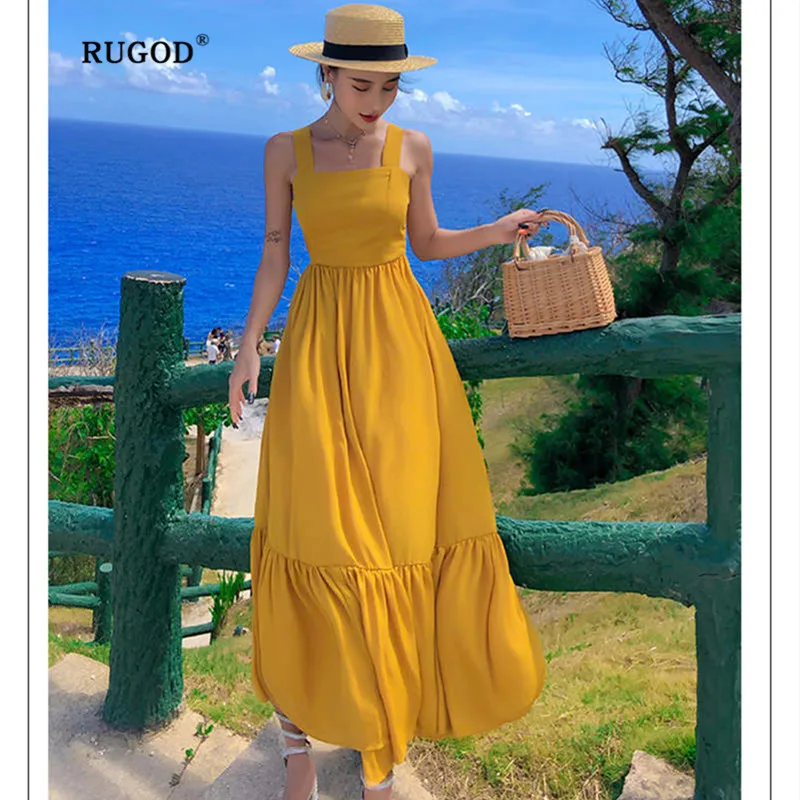 RUGOD новое летнее платье с высокой талией рыбий хвост платье vestidos verano тонкое женское платье с вырезом лодочкой