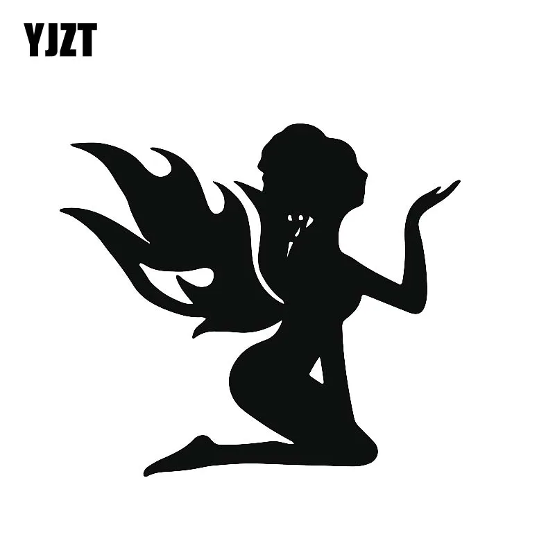 

YJZT 14,3*12,6 см милый умный милый волшебный Ангел силиконовая наклейка крутой дизайн Автомобильная наклейка черный/серебристый покрытие тела