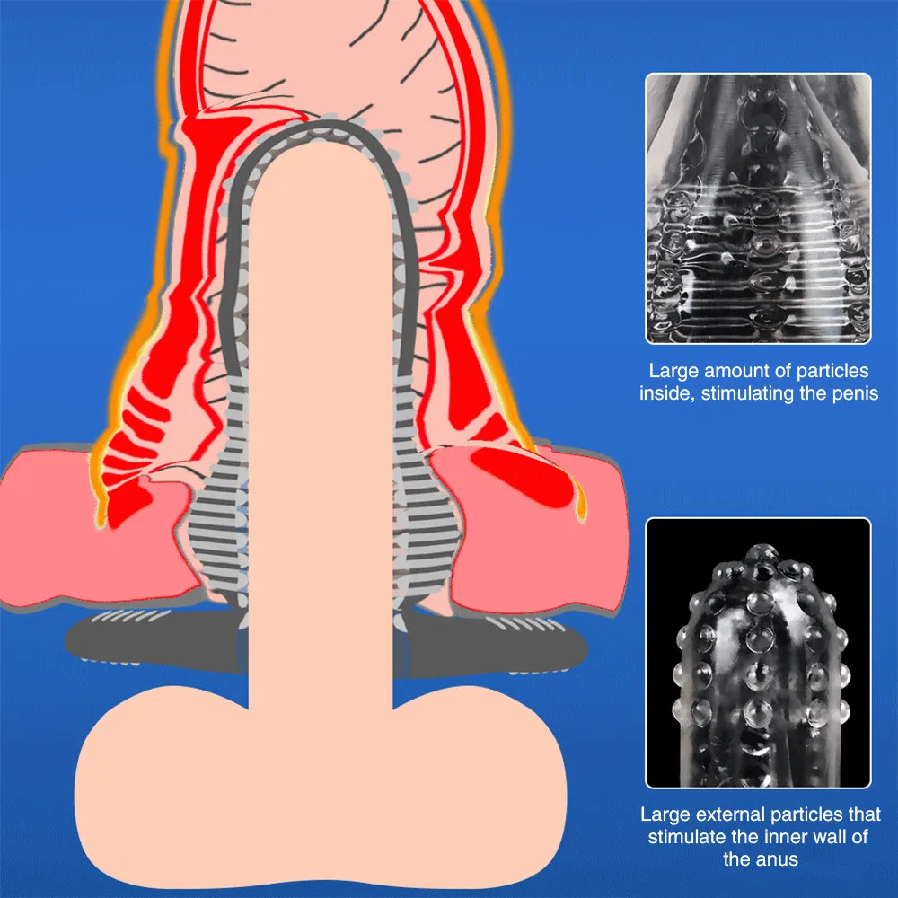 Reusable Crystal Penis Sleeve Vibrator Hollow Anal Plug Dilatador TPE Butt Plugs Condom Adult Gay Men Sex Toys Masturbator | Красота и