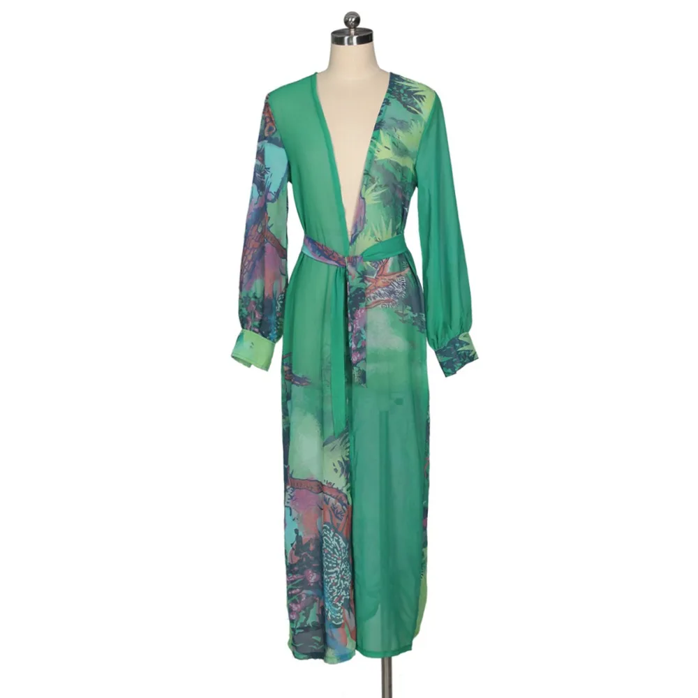 Новинка 2019 шифоновая Пляжная накидка IASKY с цветочным принтом женский купальник