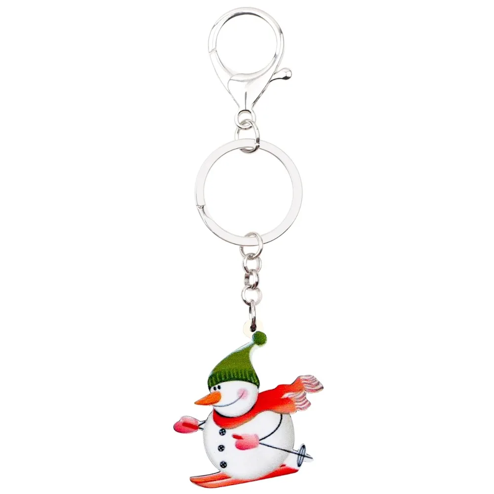 Bonsny Acrylic Christmas Snowman Key Chains Pendant Navidad Decoration Jewelry For Women Girl Gift Bag Car Charms Wholesale | Украшения и