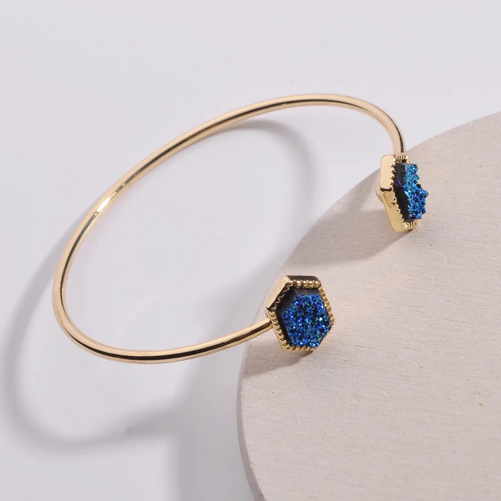 HUIDANG 5 colors Pointing Druzy Resin Quartz Stone Bangles for Women | Украшения и аксессуары