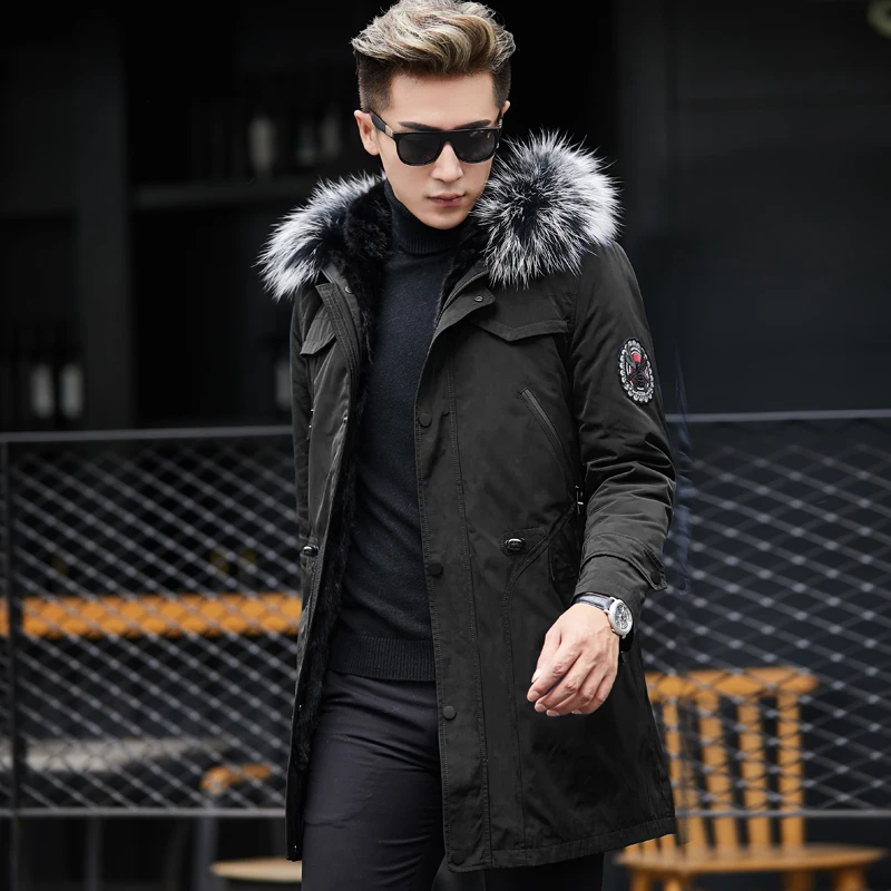 Real Fur Coat Winter Jacket Men Natural Mink Fur Liner Parka Men Warm Parkas Mens Mink Fur Coat Chaqueta Hombre YY594
