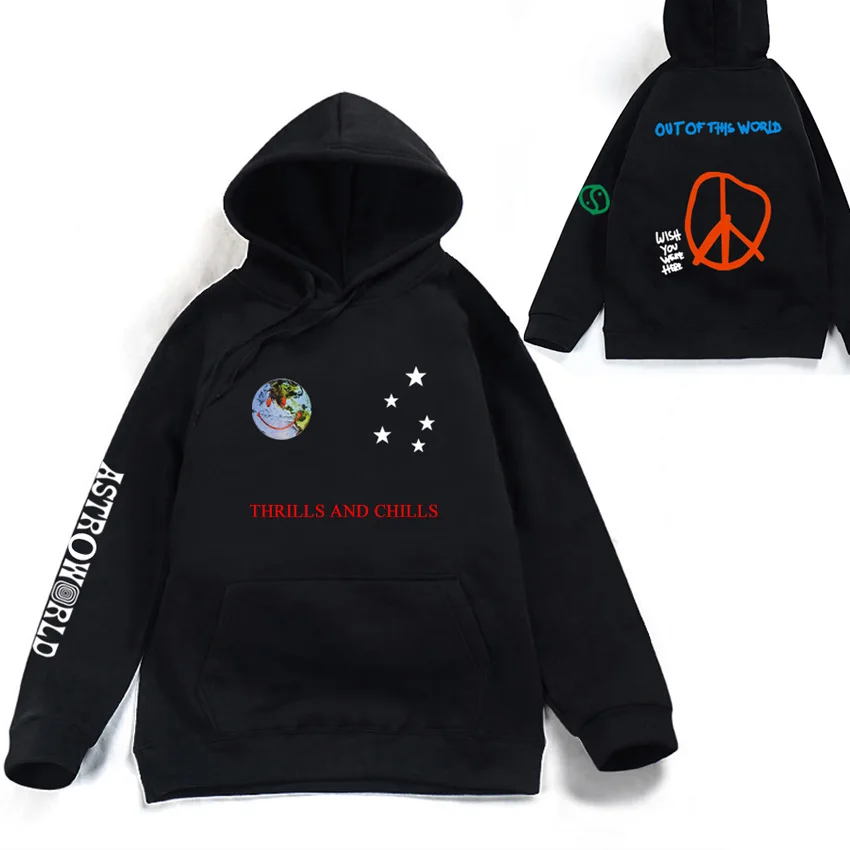 Толстовка с принтом Astroworld THRILLS AND CHILLS весна осень уличная одежда пуловер Travis Scotts