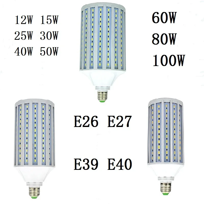 E26 E27 светодиодная лампа E39 E40 SMD5730 110 В 220 12 Вт 15 25 30 40 50 60 80 100 Освещение для