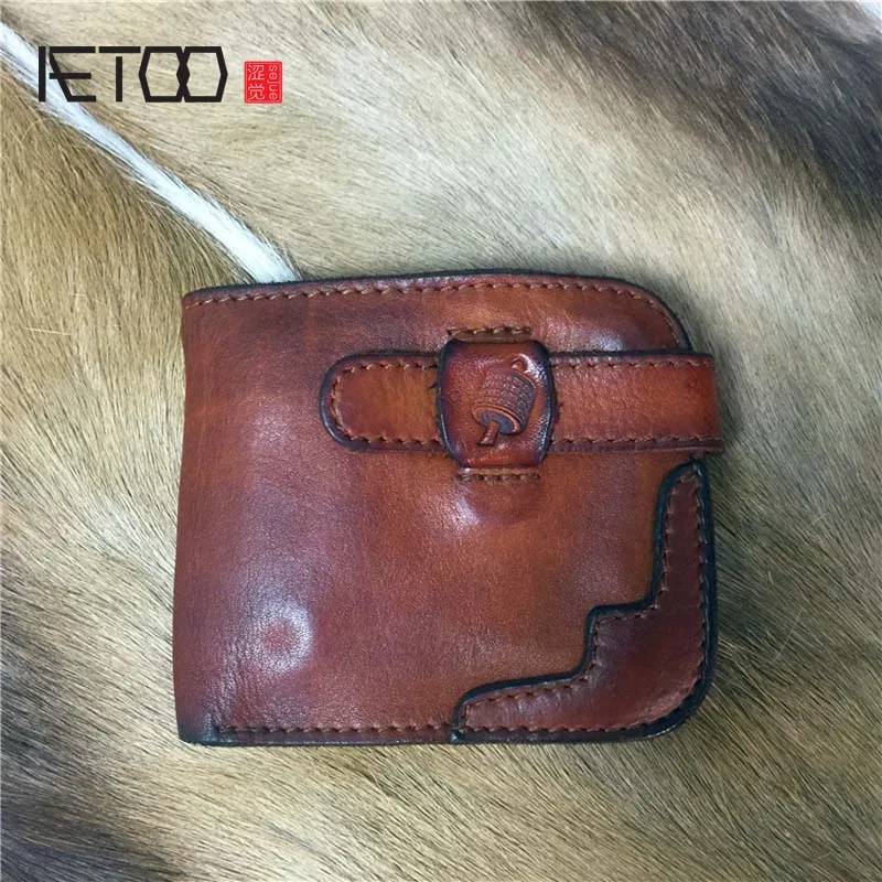 AETOO кожаный кошелек с деревом в стиле ретро цветной женский длинный кошелек