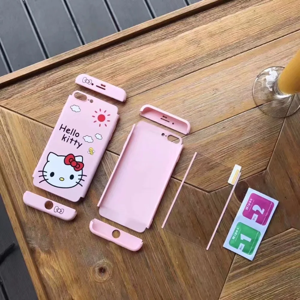 Для iPhone 7 Plus 360 градусов всего тела Минни Kitty Cat узор 3 в 1 жесткий корпус для 6 s 6/6 S +