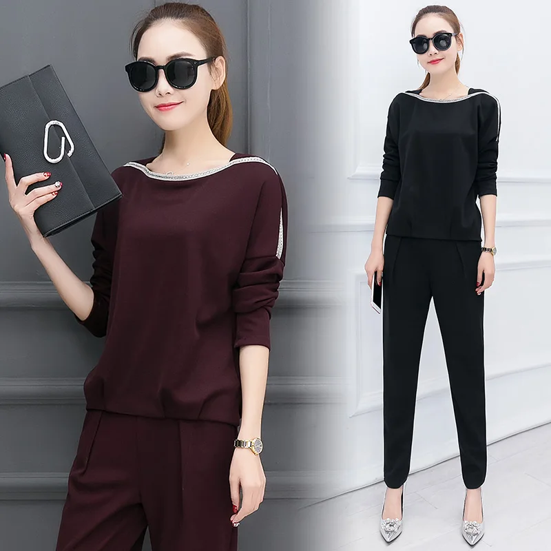 Женские облегающие трикотажные костюмы комплект одежды из двух предметов с