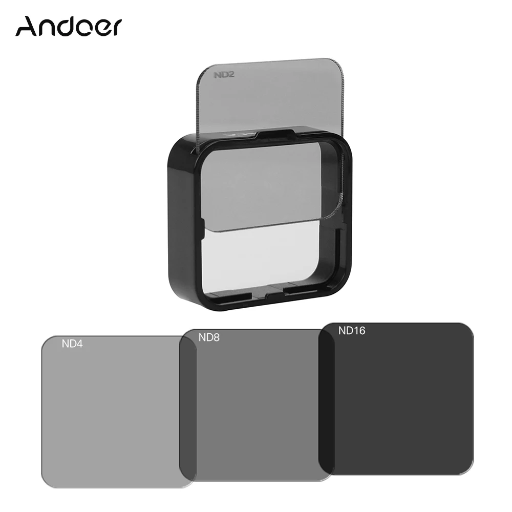 

Andoer Square ND Lens Filter Kit ND2/ND4/ND8/ND16 Camera Filters Protector for GoPro Hero 4 3+ 3 with Mounting Frame Holder