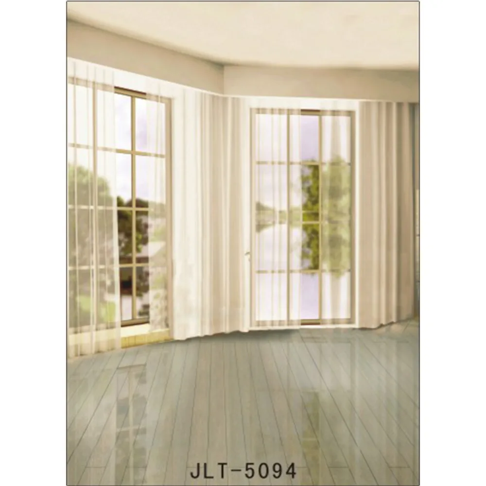 Простой скандинавский стиль комнаты французские окна деревянный пол новорожденный полиэстер и Винил фоны для фотостудии
