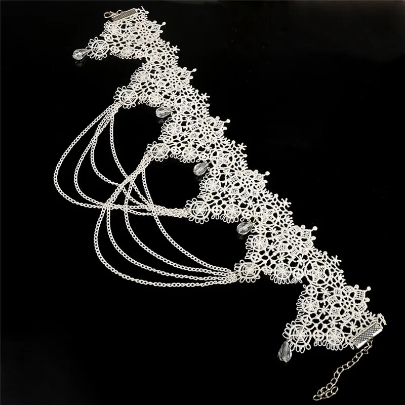 Женское ожерелье с подвеской бусиной черно белое в стиле ретро чокер готическом