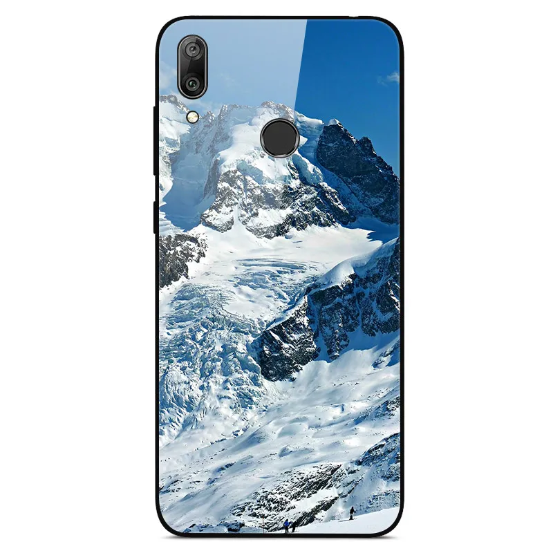 18 Чехол для телефона s для huawei Y7, жесткая задняя крышка из закаленного стекла для huawei Y7, чехол Y 7, мягкий бампер, художественный чехол 6,26 - Цвет: 18