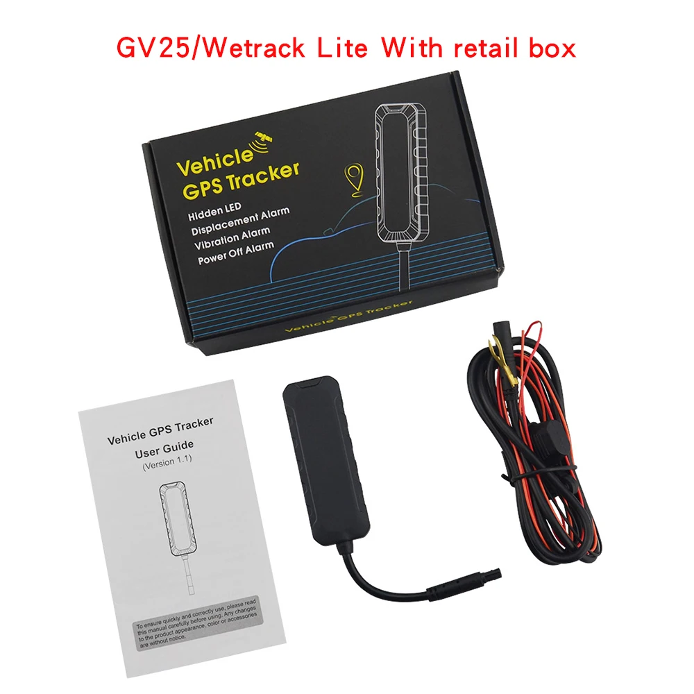 With box Лучший GV25/Wetrack Lite супер мини автомобиль gps трекер превышение скорости сигнализации Водонепроницаемый вибрации шок сигнализации concox gps использовать tracksolid - Цвет: With box