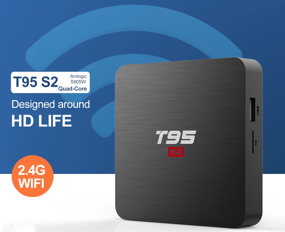 ТВ-бокс Wechip T95 S2 Android 7,1 OS Smart tv BOX 2 Гб 16 Гб четырехъядерный процессор Amlogic S905W 2,4 ГГц WiFi телеприставка 1 ГБ 8 ГБ T95S2 плеер