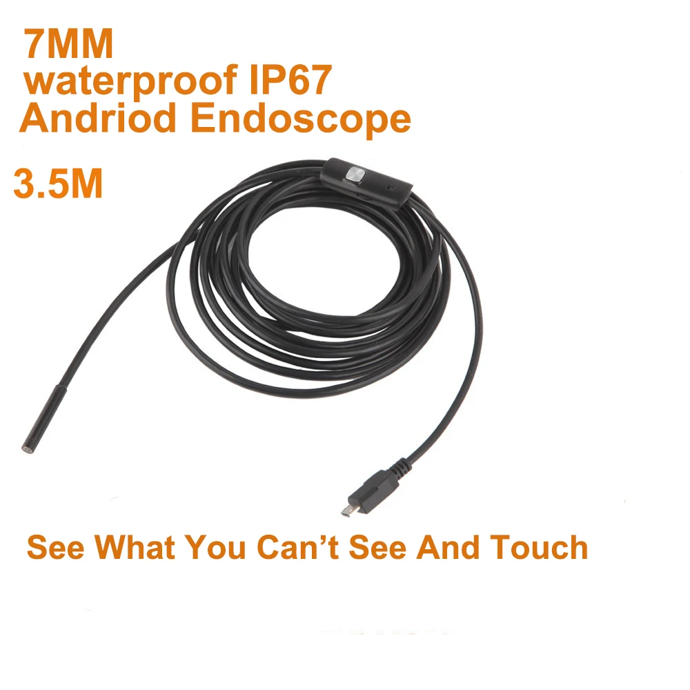 7MM Endoscope Andriod OTG USB Camera 1M 3.5M Waterproof Snake Tube Inspection Borescope With 6 Adjustable LED | Инструменты