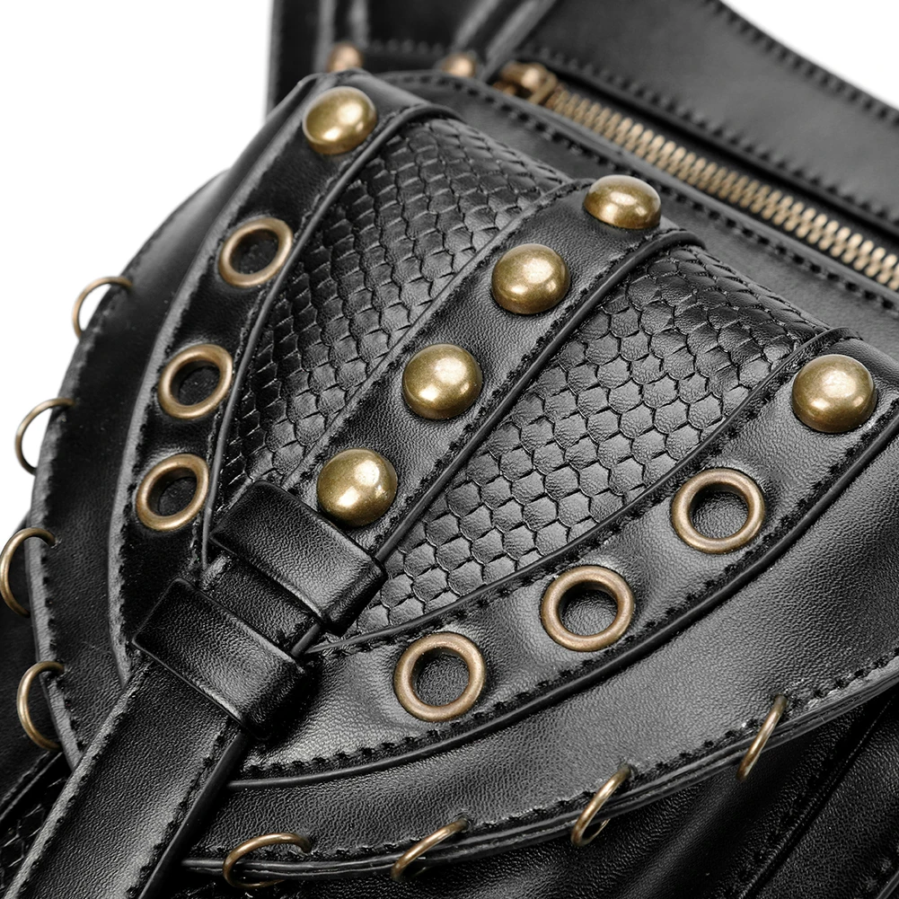 

Norbinus Gothic Steampunk Women Waist Bags Punk Rivet Men Drop leg Bag Multifunction Motorcycle Fanny Pack Shoulder Belt Pouch