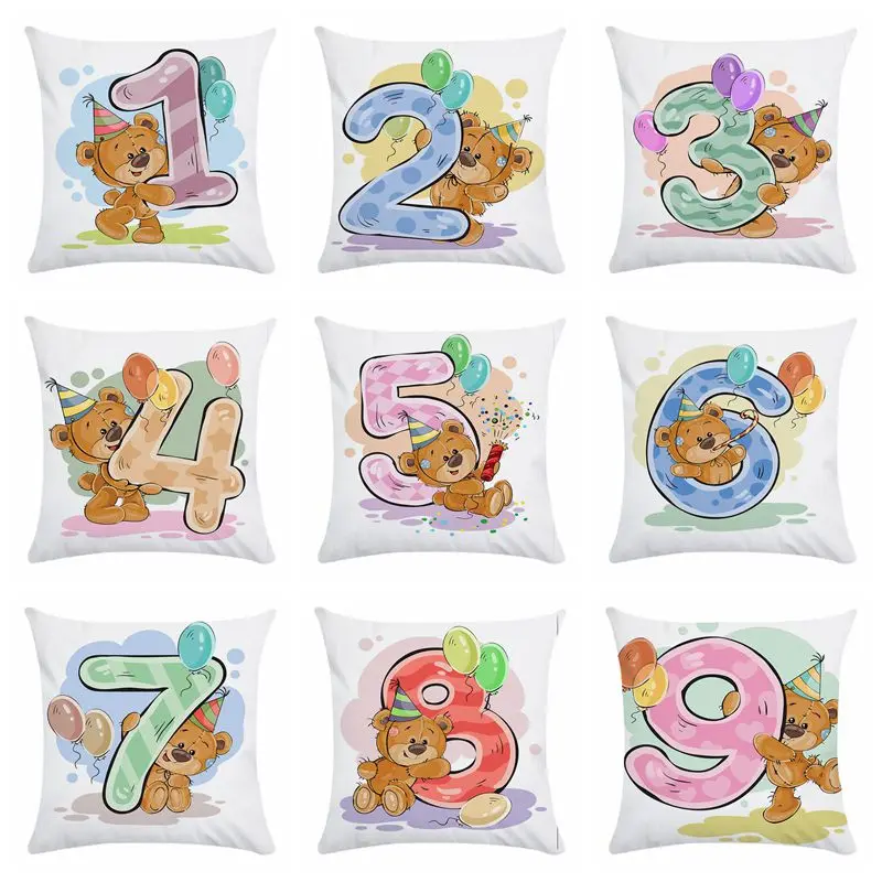 

Cartoon Bear Cushion Cover Throw Pillow Case Sofa Seat Car Pillowcase Soft Bed Christmas Decorations For Home Gifts for Children