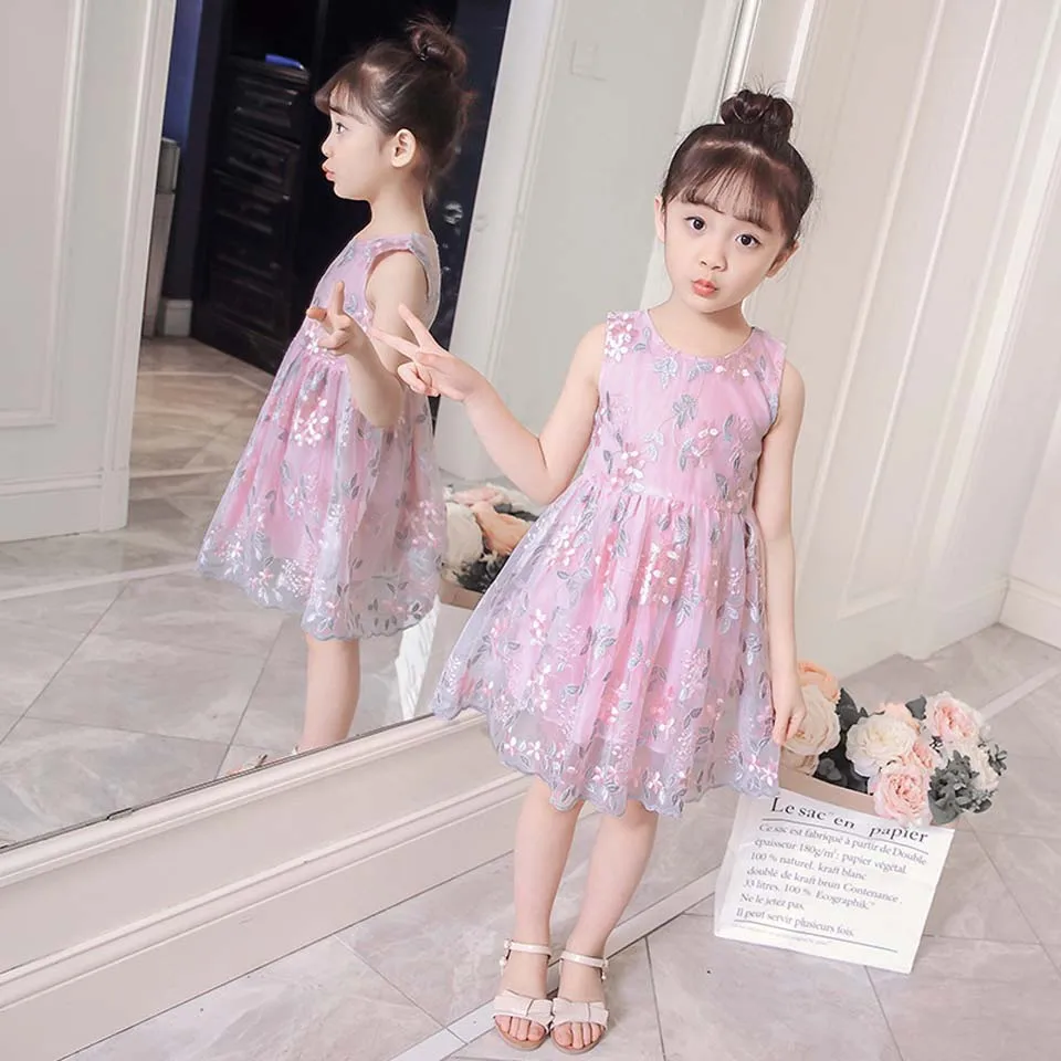 2019 летняя одежда для девочек-подростков детское вечерние платье с цветочным