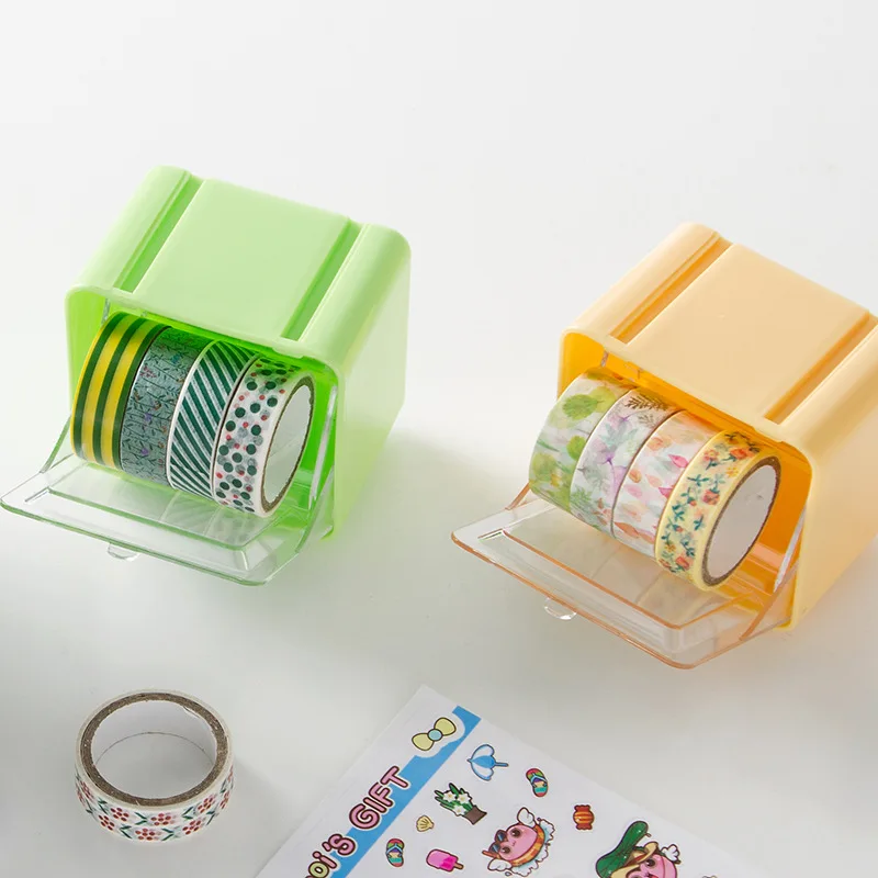 

Цветная коробка для хранения ленты Washi, обязательная вещь для рукоделия, диспенсер для офиса, настольный держатель для ленты, школьные прина...