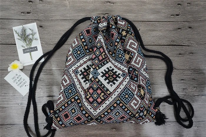Lilyhood Для женщин ткань рюкзак женский Gypsy в богемном стиле бохо шик хиппи народная Племенной Ibiza коричневый Drawstring Рюкзак Сумки