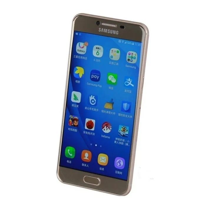 Samsung Galaxy C5 C5000, 5,2 дюймов, Восьмиядерный, 4 Гб ОЗУ, 32 ГБ/64 Гб ПЗУ, LTE, 16 МП, Android 1080 P, Wifi, две sim-карты, отремонтированный мобильный телефон