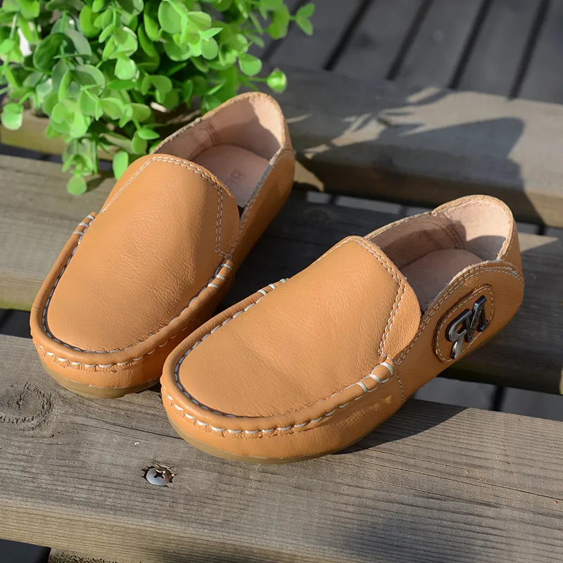 Кожаные туфли для мальчиков из натуральной кожи модные детские мокасины