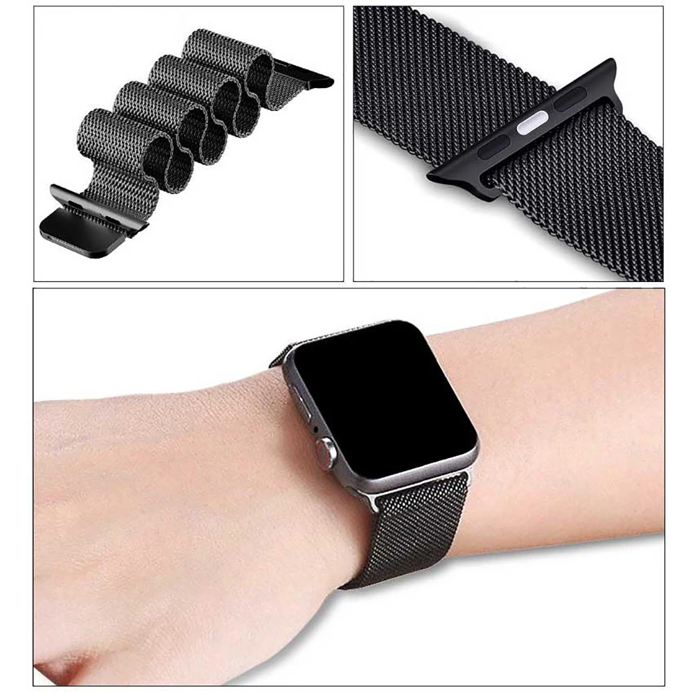 Миланская петля для Apple Watch ремешок 42 мм/38 мм Iwatch 4/3/2/1 браслет из нержавеющей стали