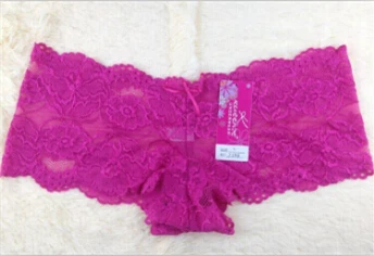 rose red Женские сексуальные кружевные шорты, трусы с бантом, Прозрачное нижнее белье, трусики - Цвет: rose red