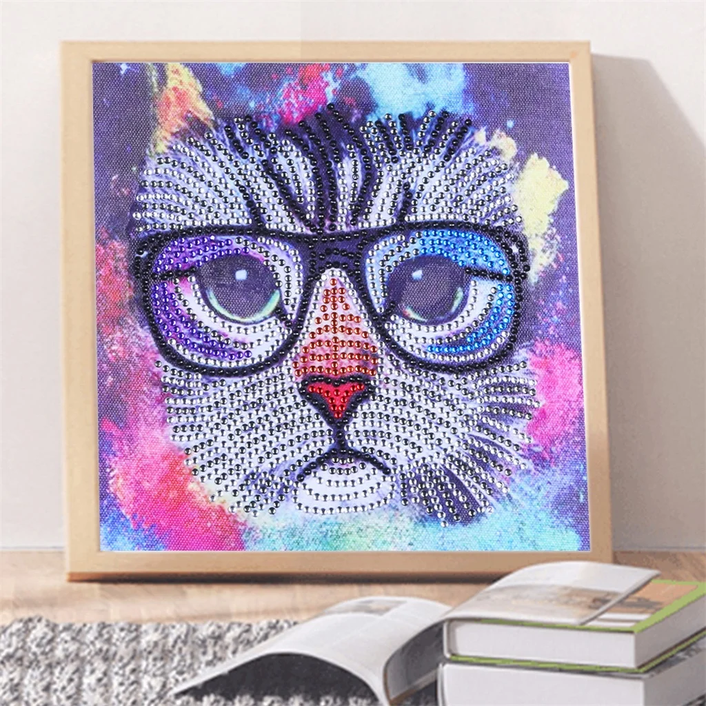 Cartoon 5D DIY Diamond Painting Cross Stitch Special Shaped Drill Rhinestone Animals Cat Head Embroidery Gifts Handcraft |