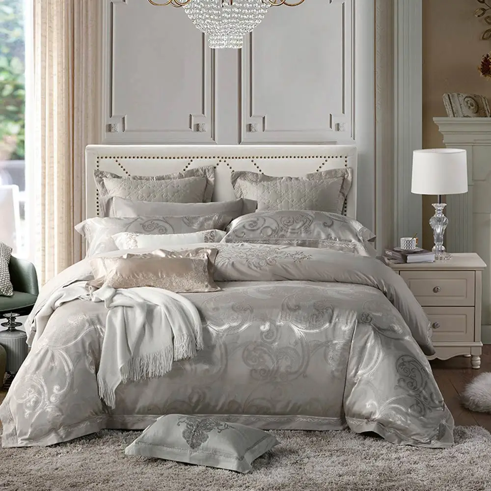 20185639 Papa& Mima жаккардовое Постельное белье queen King size, комплекты постельного белья из шелка и хлопка, стеганое постельное белье, наволочки, набор пододеяльников - Цвет: 20185639