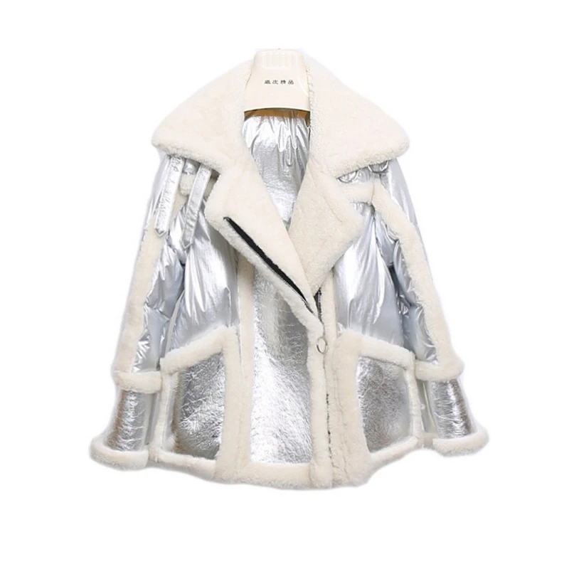 Женское пальто из овечьей шерсти Haining Удлиненное импортного меха ягненка новинка