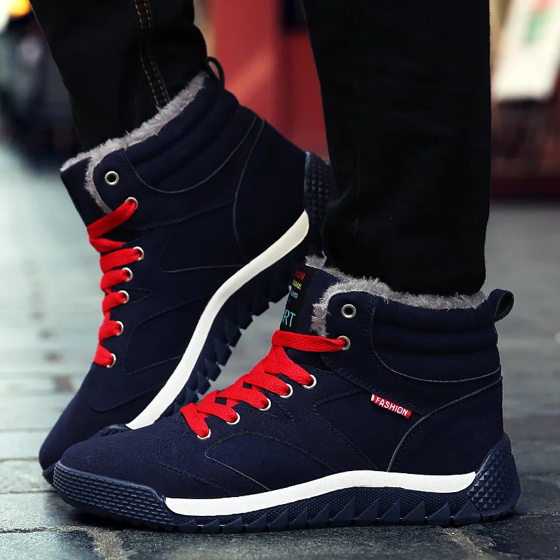 Большой размер 10 11 Мужские Ботинки зима теплый плюш Снегоступы Открытый