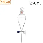 YCLAB 250 мл, сепараторная Воронка в форме груши с градиентом, Заземление в стеклянной пробке и заглушке, лабораторное химическое оборудование