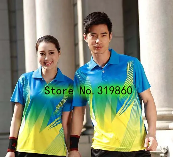 Wholesale New arrival 2014 new badminton clothing for male and female quick-drying lapel T-shirt SB47199 | Мужская одежда