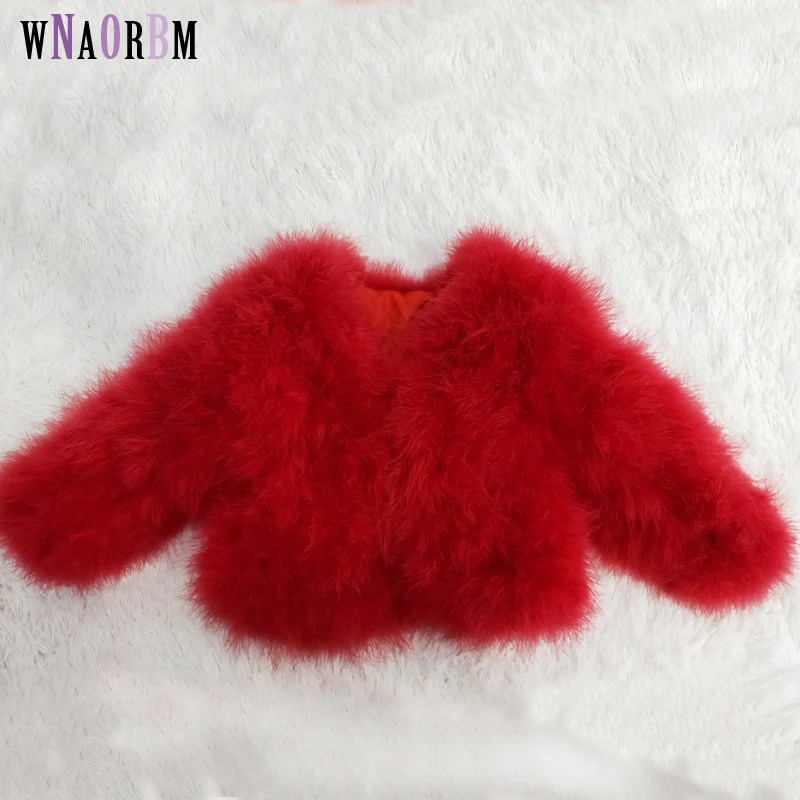 Winter Encryption 100% Natural Turkey Feather Jacket Ostrich Fur Coat Genuine Children's Wear modis casaco infantil | Мать и ребенок