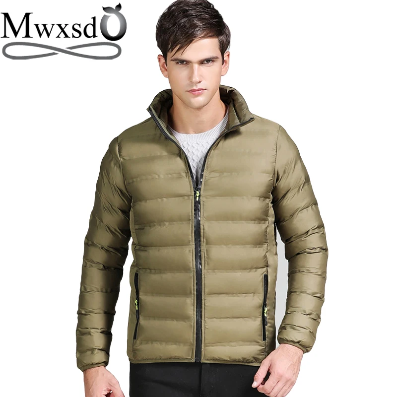Mwxsd Brand мужские зимние парки куртка мужская толстое хлопковое пальто и куртки Slim