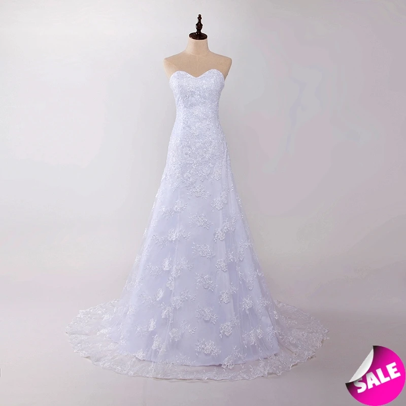 

Elegant In-stock Strapless Lace Vestido De Novia Off The Shoulder Backless A-line Long Wedding Dresses Marriage Bridal Gowns